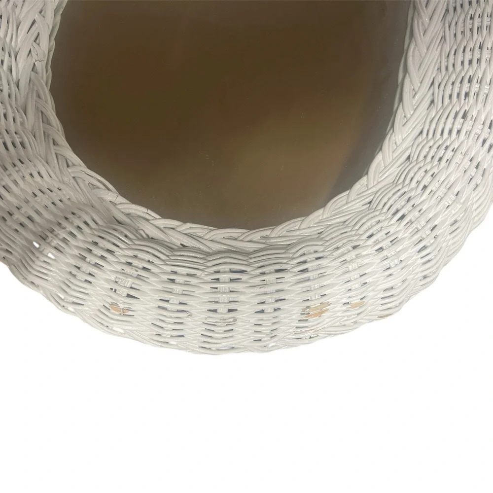 Vintage Elegant White Wicker Oval Wall Mirror 16